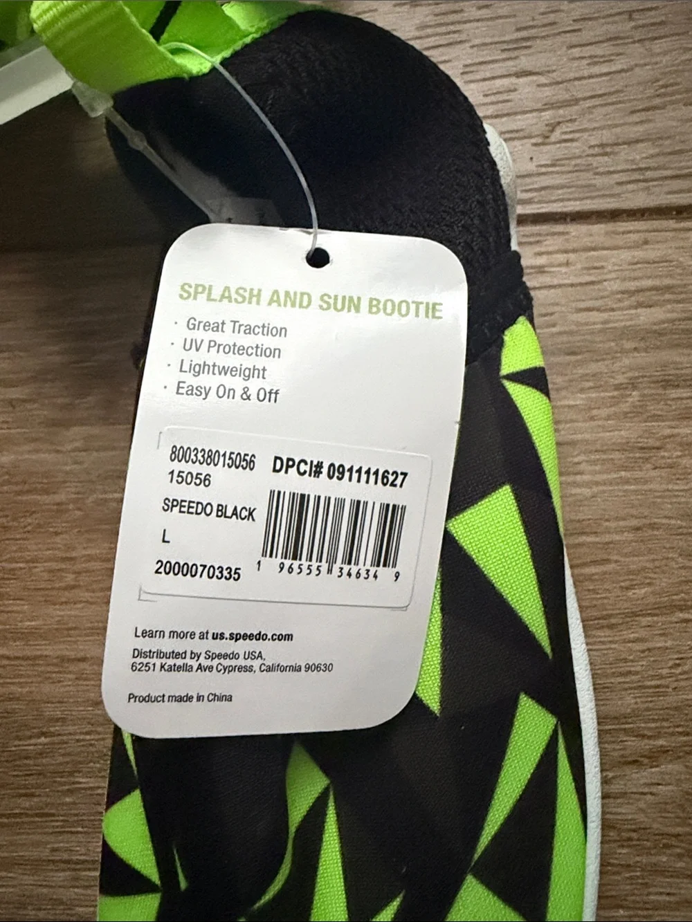 Speedo Kids Neon Yellow and Black Geometric Water Shoes